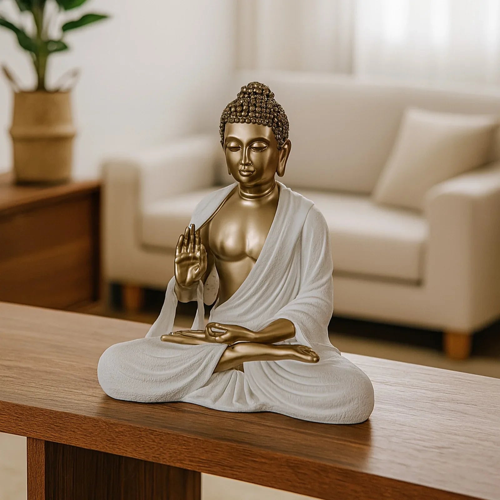 Diverse Expression Elegant Buddha Sculpture 46cm in Bronze White - HomeTown