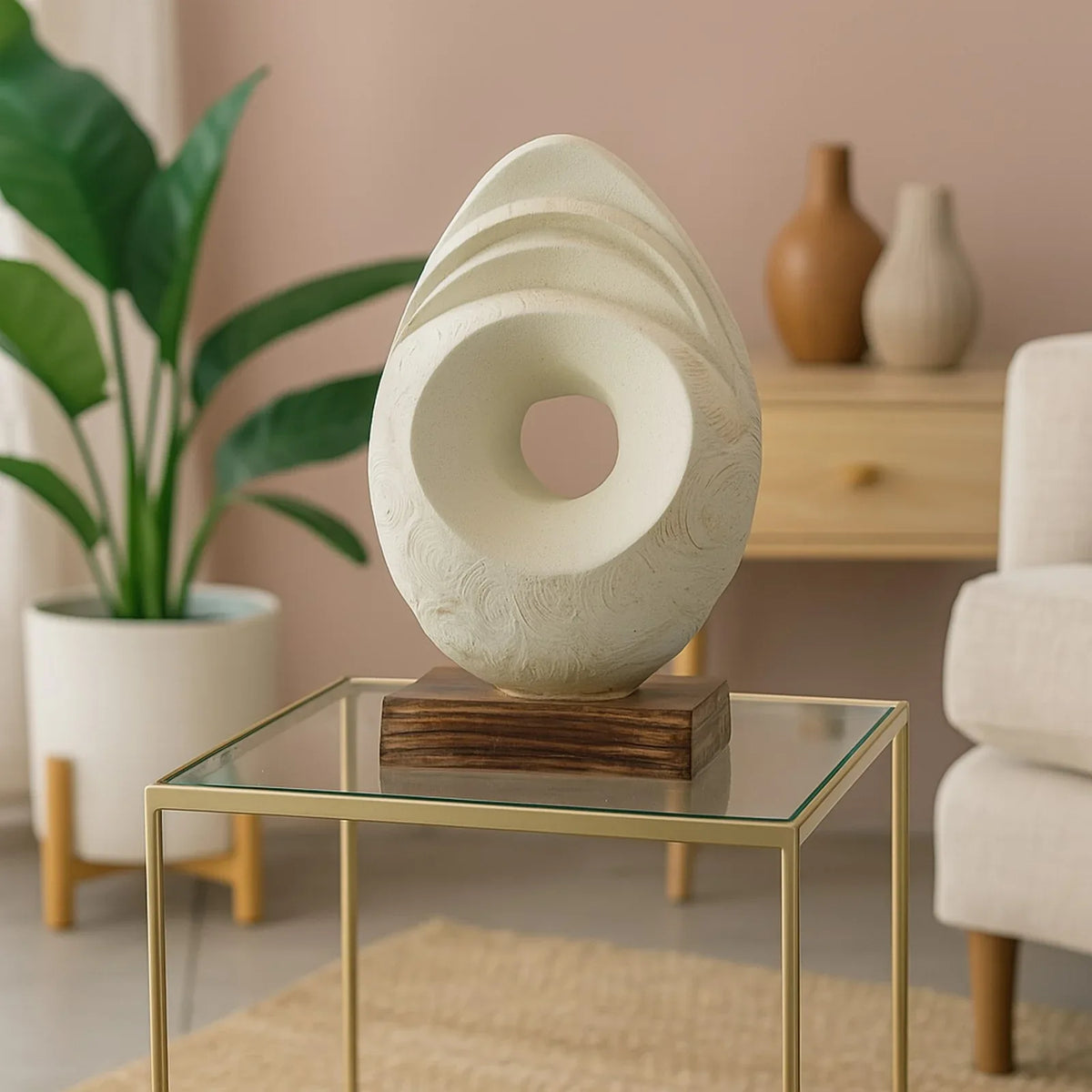 Calista Modern Abstract Showpiece 32cm in Ivory Colour - HomeTown