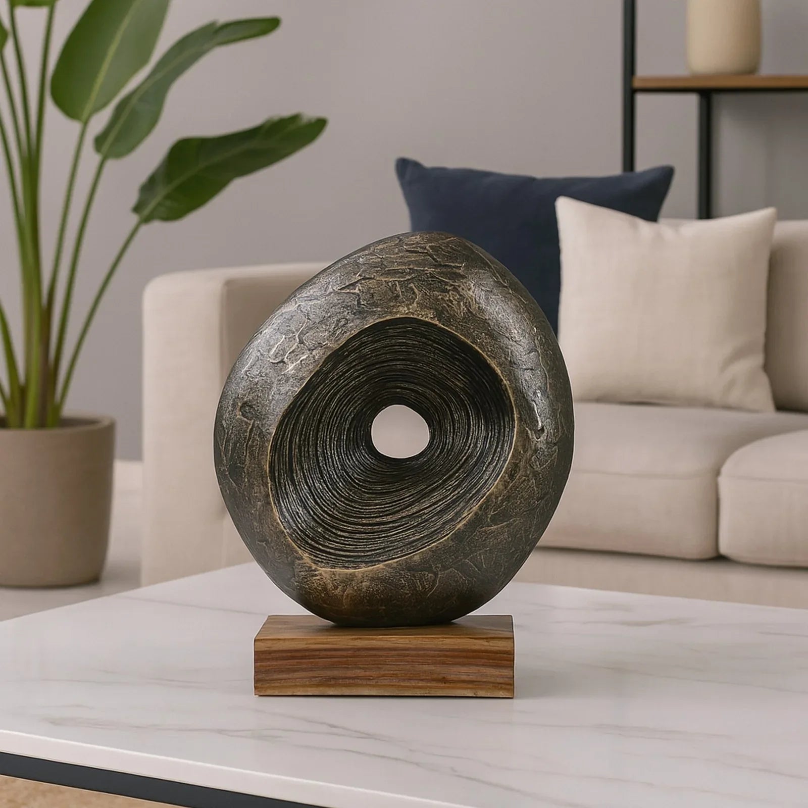 Calista Modern Abstract Showpiece 29cm in Black Gold - HomeTown