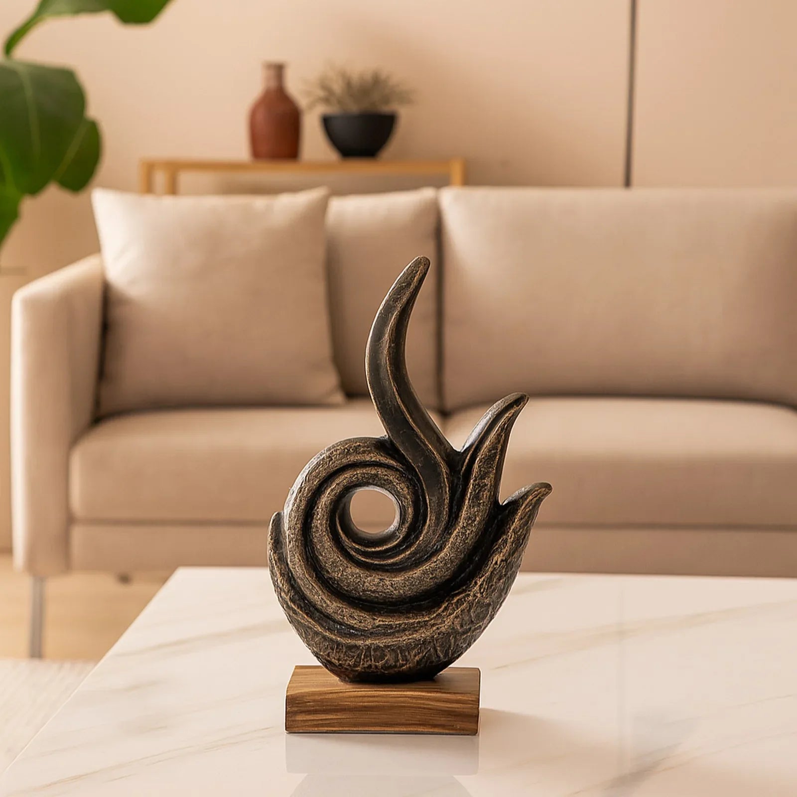Calista Modern Abstract Showpiece 32cm in Black Gold - HomeTown