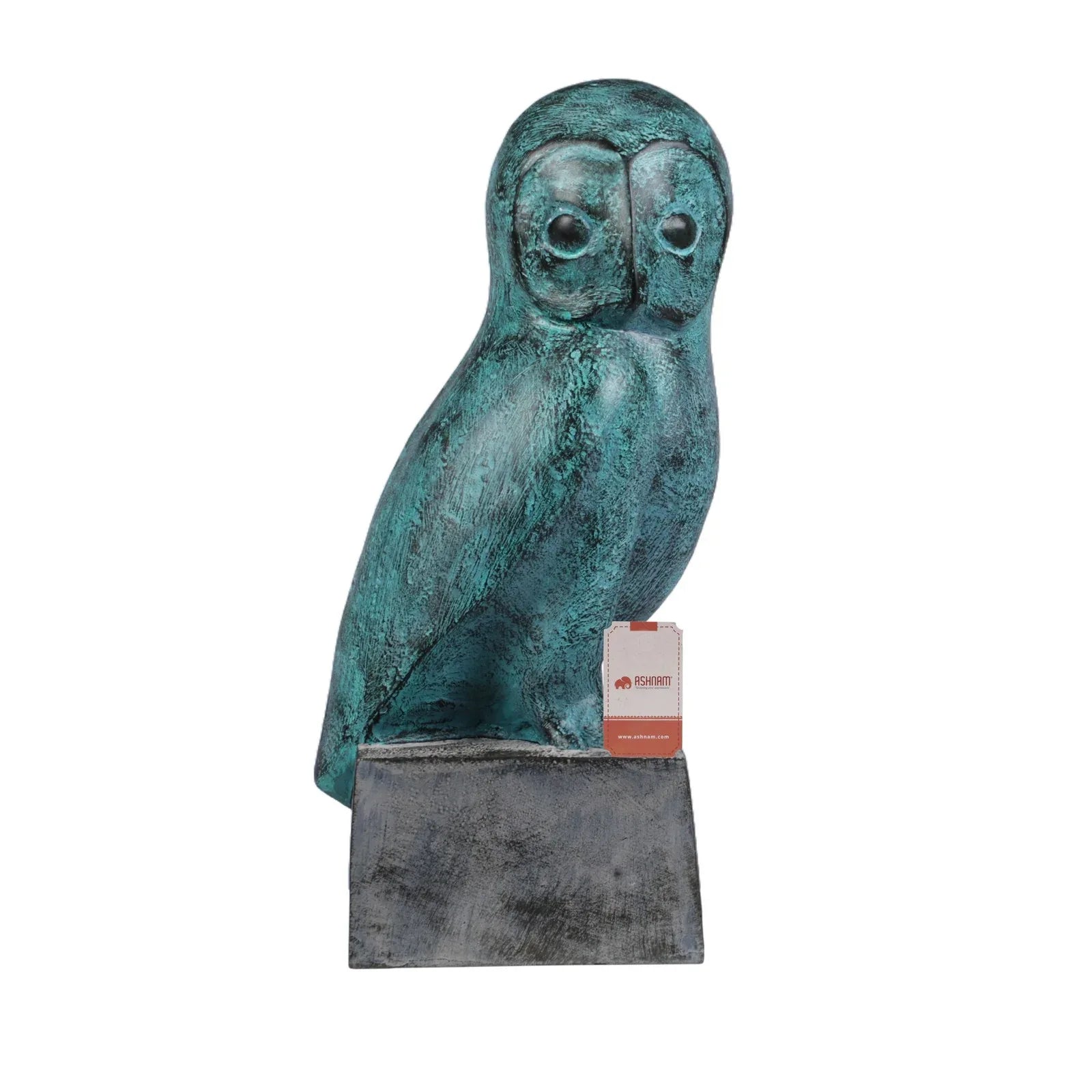 Calista Modern Owl Tabletop Decor 31cm in Rust Green - HomeTown