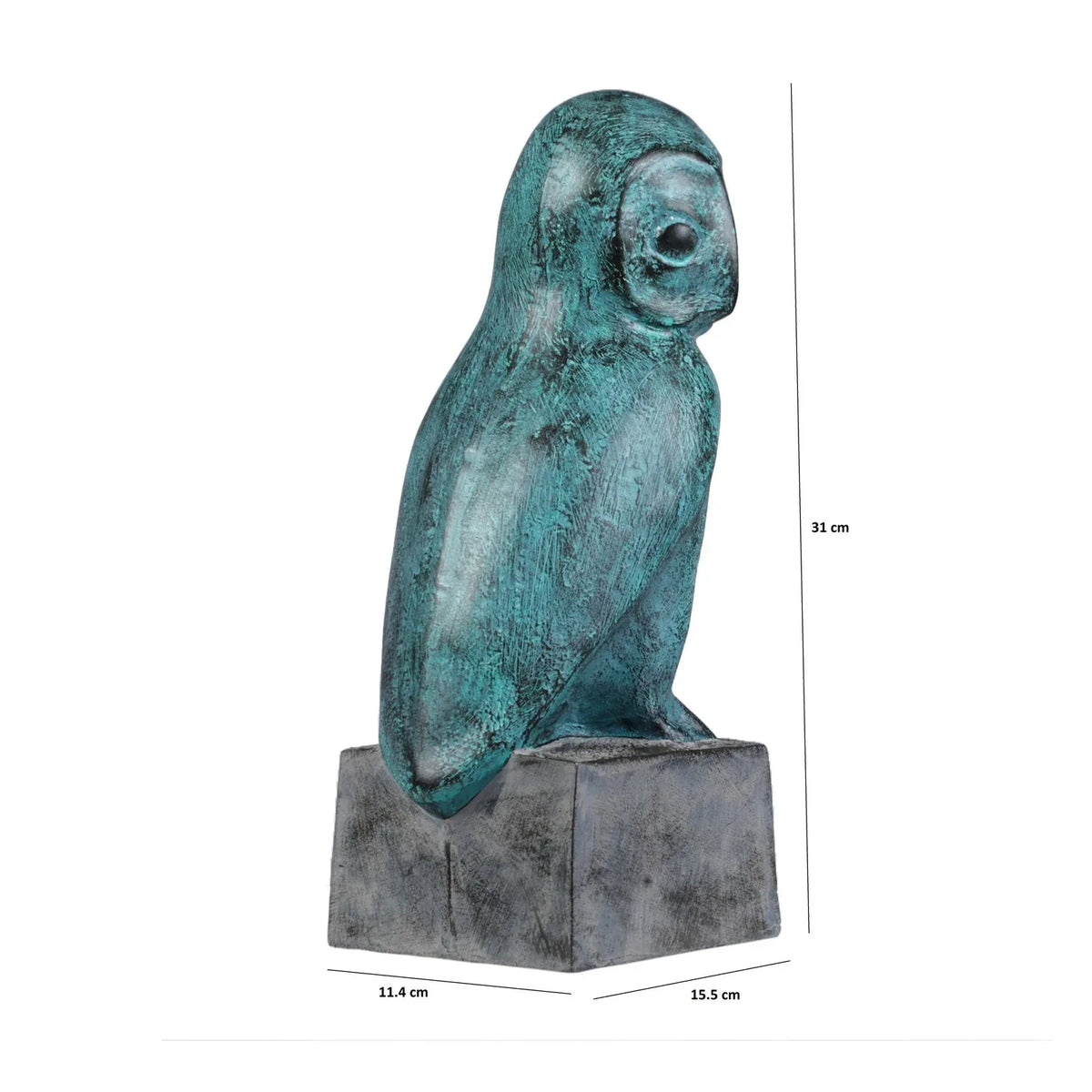 Calista Modern Owl Tabletop Decor 31cm in Rust Green - HomeTown