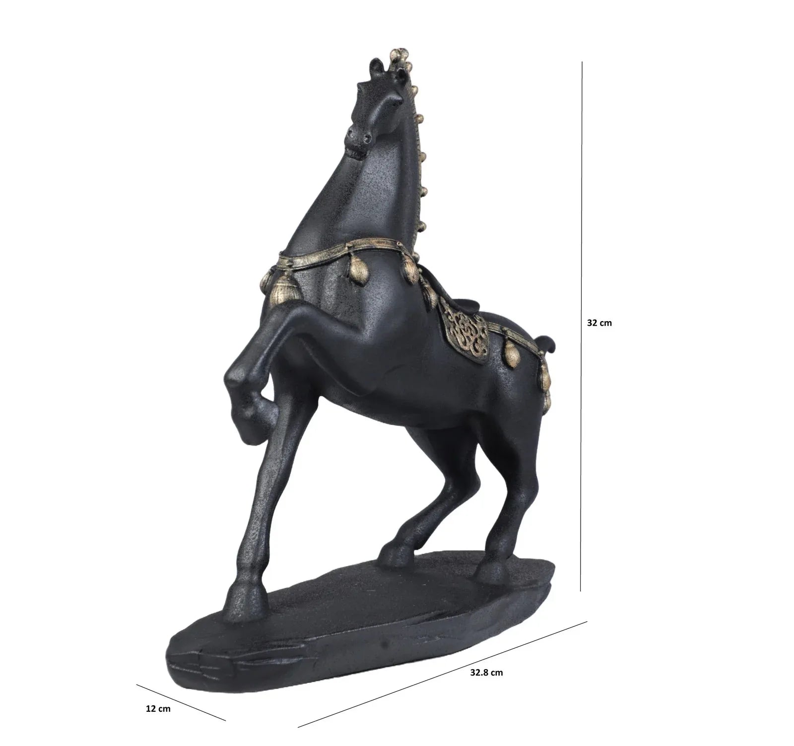 Calista Graceful Jumping Horse Figurine 32cm in Black Gold - HomeTown