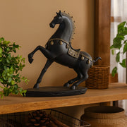 Calista Graceful Jumping Horse Figurine 32cm in Black Gold - HomeTown