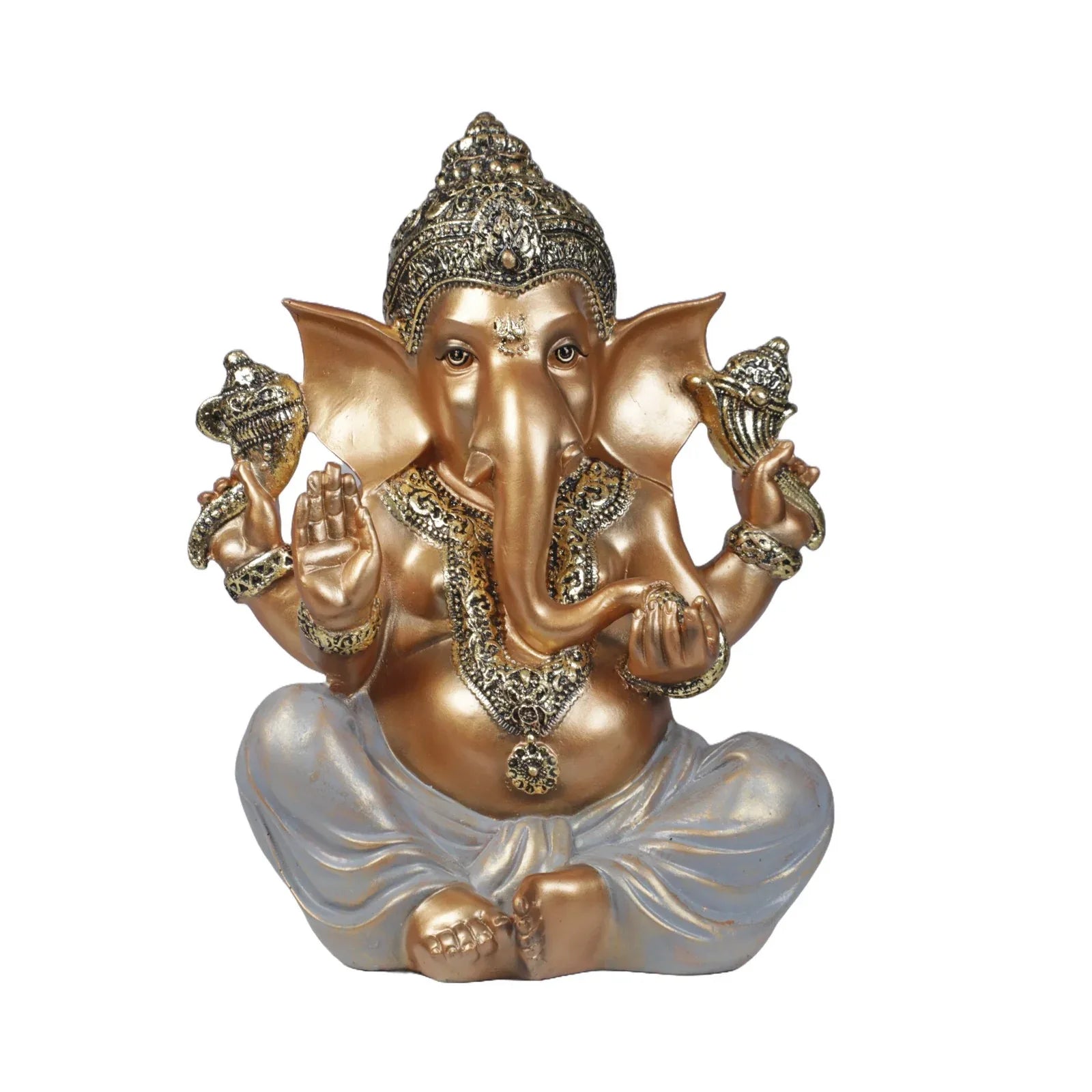 Diverse Expression Ganesha Idol 28cm in Grey Gold - HomeTown