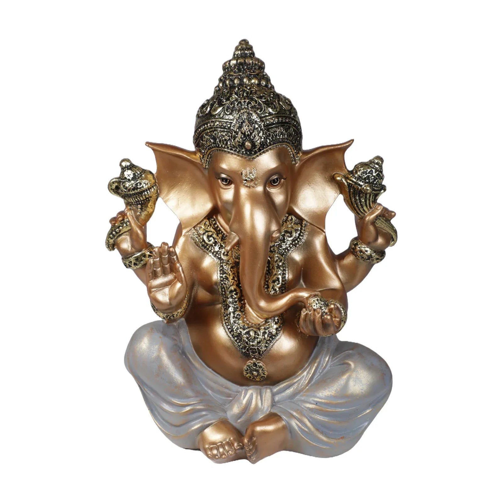 Diverse Expression Ganesha Idol 28cm in Grey Gold - HomeTown