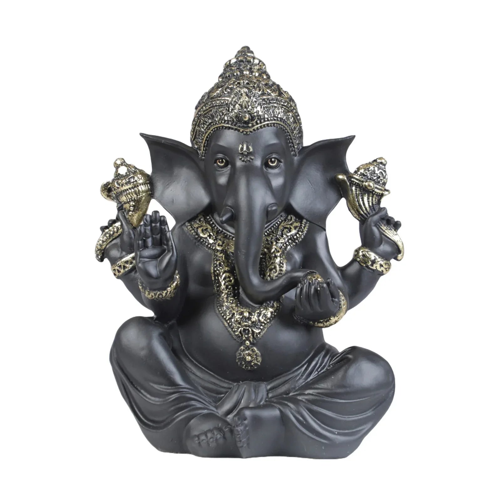 Diverse Expression Ganesha Idol 28cm in Black Gold - HomeTown