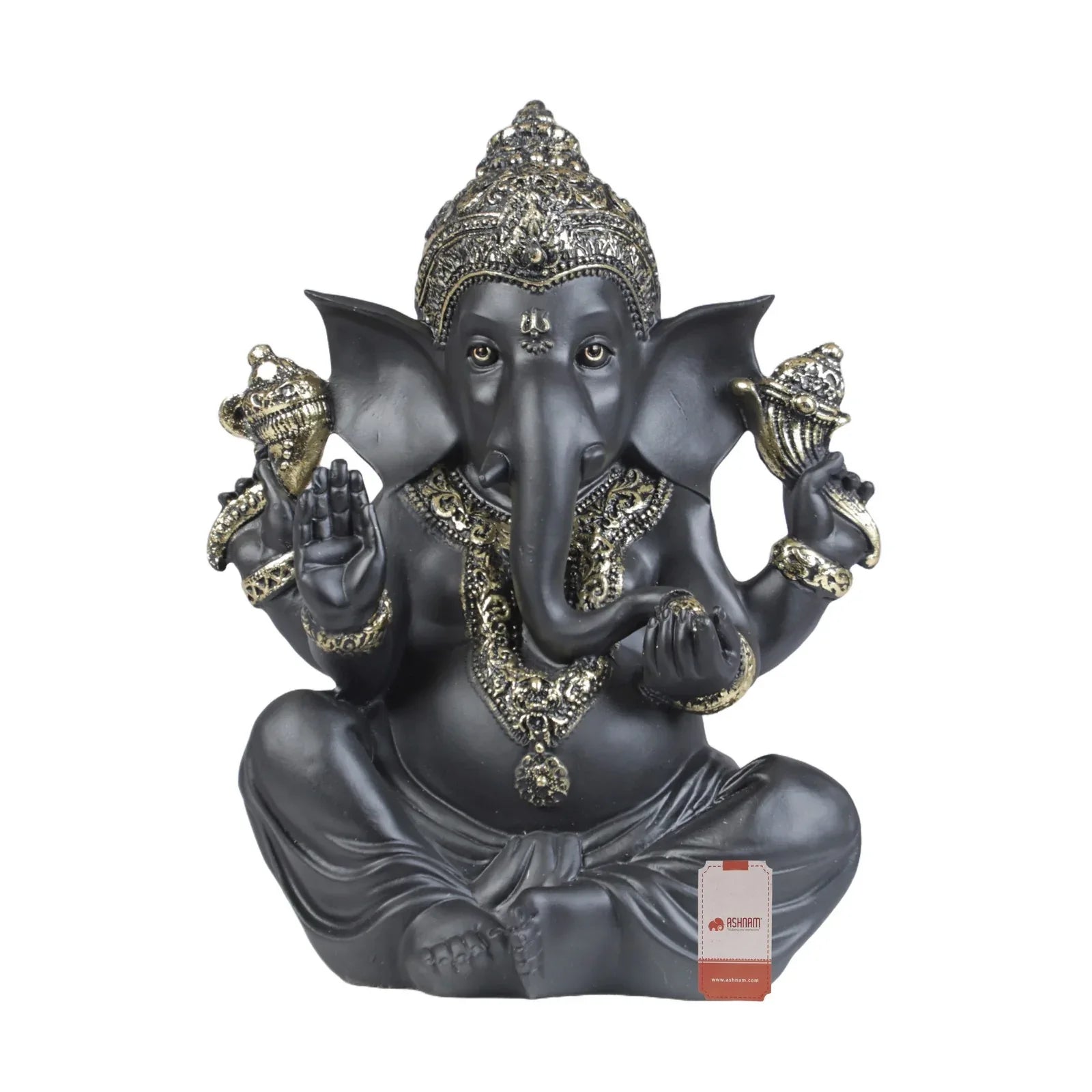Diverse Expression Ganesha Idol 28cm in Black Gold - HomeTown