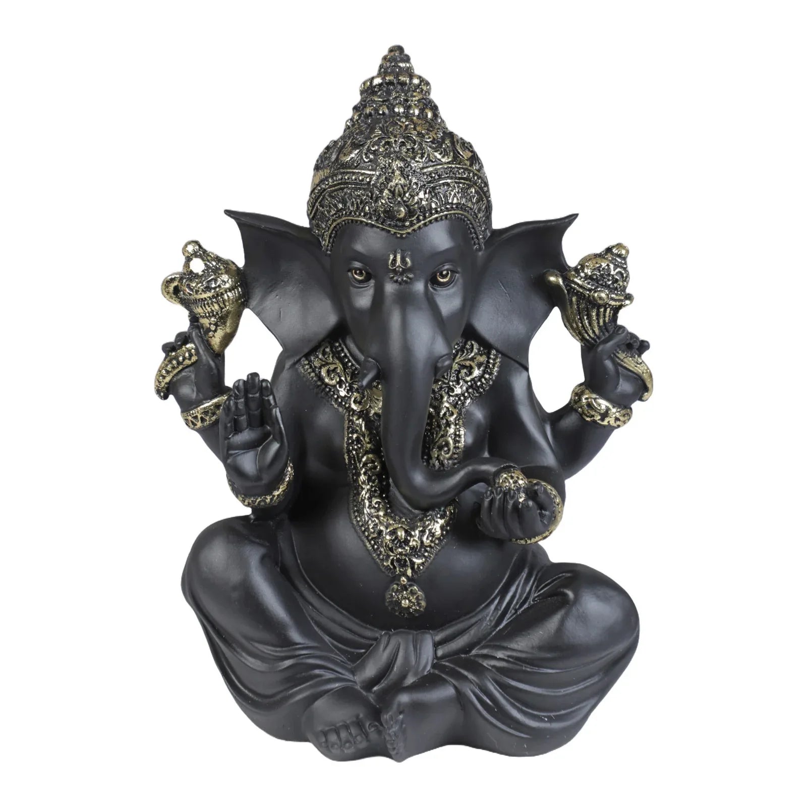 Diverse Expression Ganesha Idol 28cm in Black Gold - HomeTown