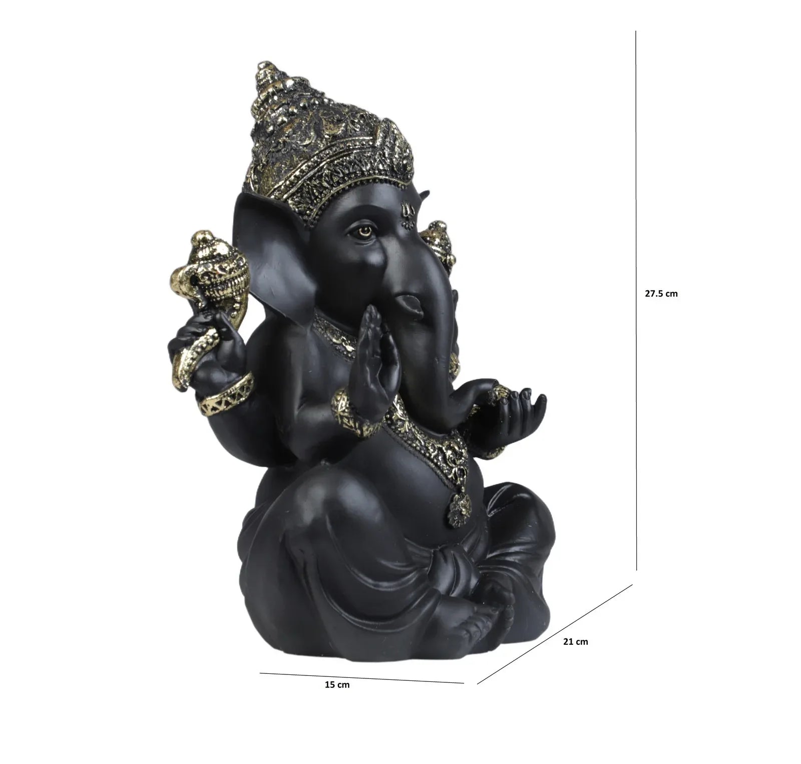 Diverse Expression Ganesha Idol 28cm in Black Gold - HomeTown