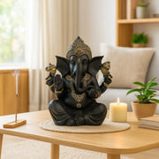 Diverse Expression Ganesha Idol 28cm in Black Gold - HomeTown