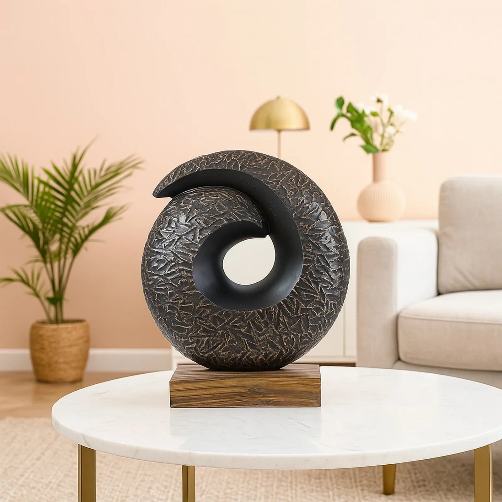 Calista Modern Abstract Showpiece 27cm in Black Gold - HomeTown