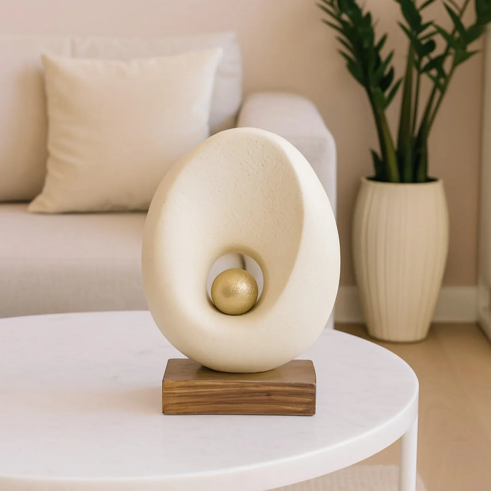 Calista Modern Abstract Showpiece 28cm in Ivory - HomeTown