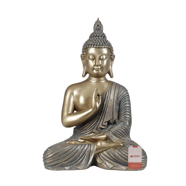 Diverse Expression Aesthetic & Calming Blessing Buddha Idol 27cm in Grey Gold dimensions