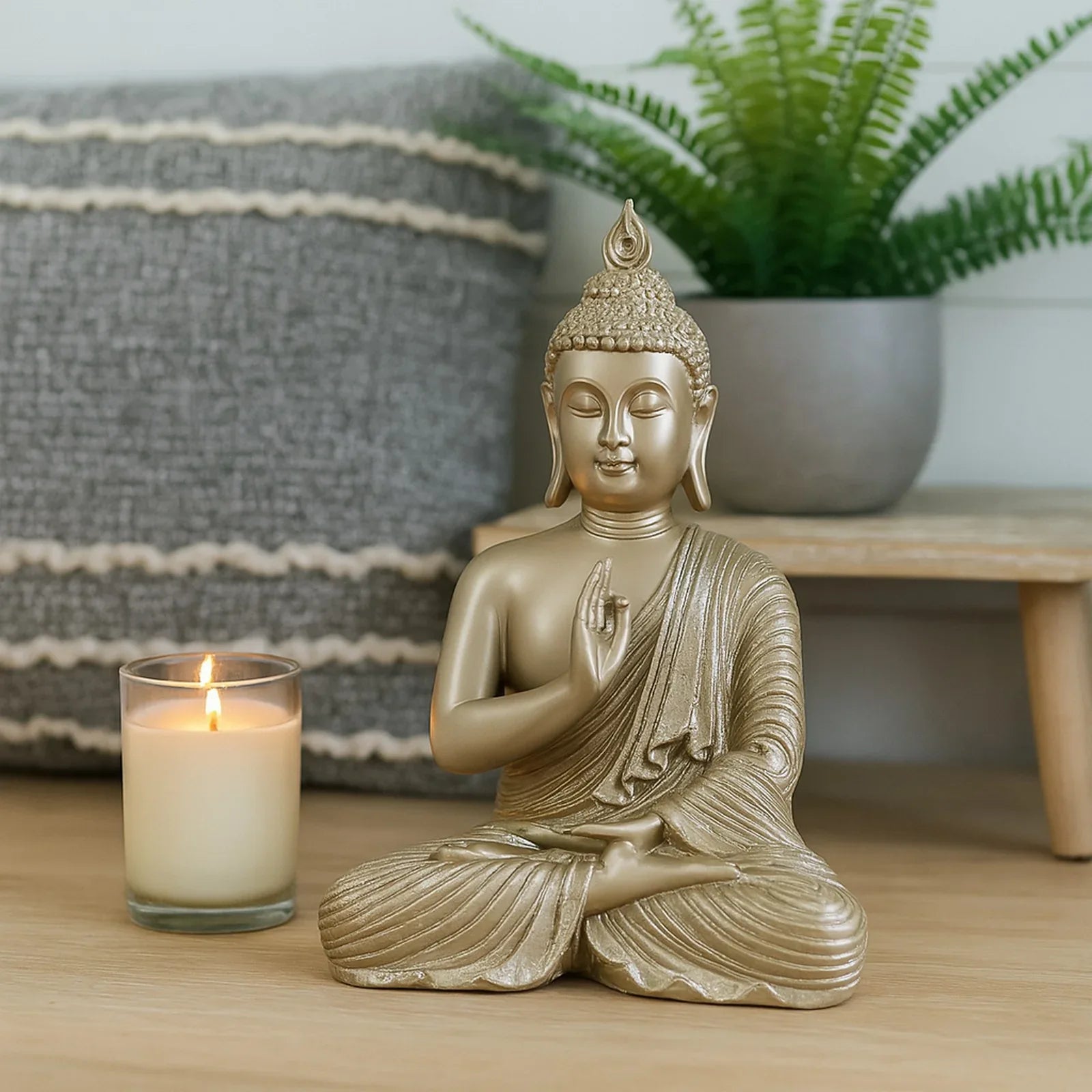 Diverse Expression Aesthetic & Calming Blessing Buddha Idol 27cm in Gold - HomeTown