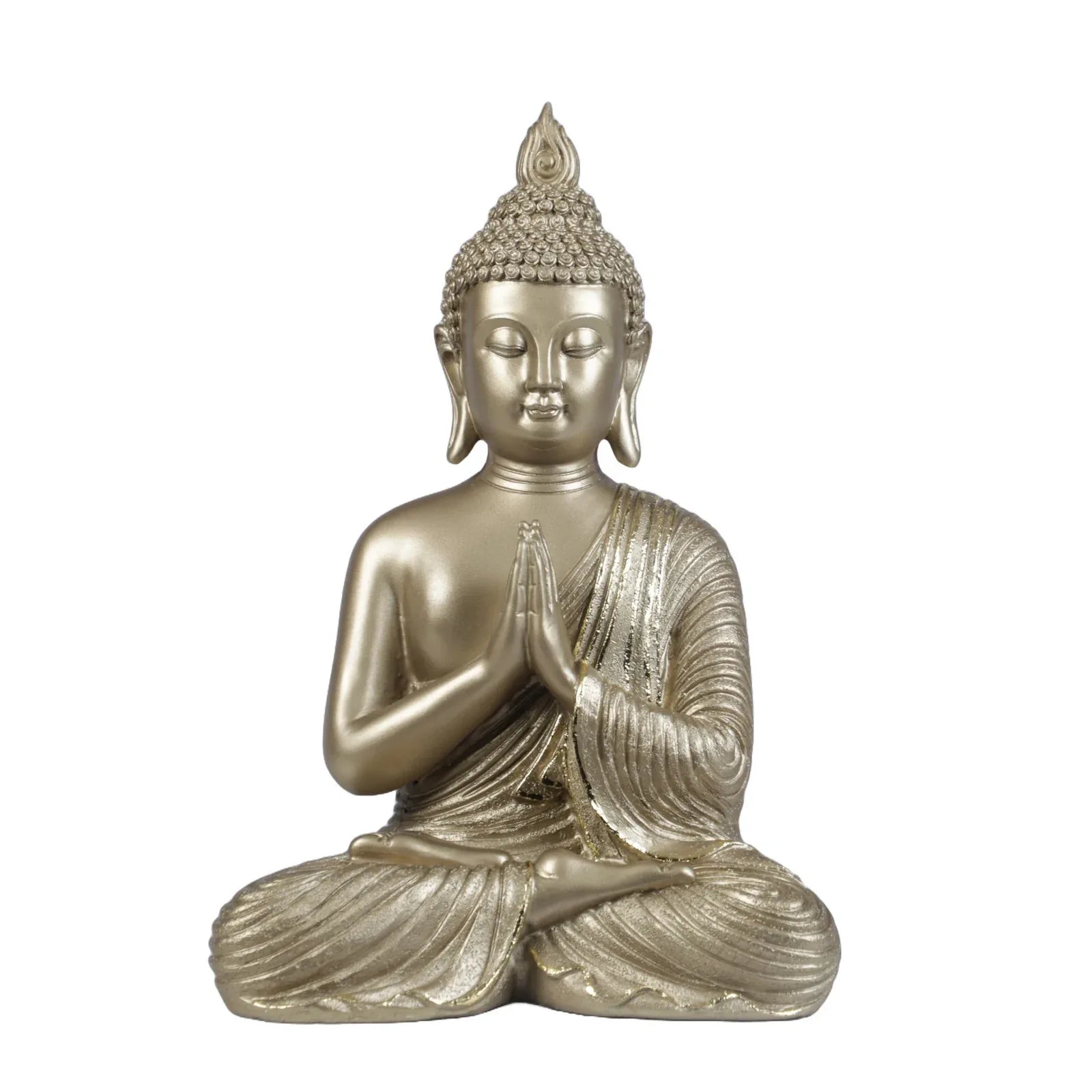 Diverse Expression Aesthetic & Calming Praying Buddha Idol 27cm in Gold - HomeTown