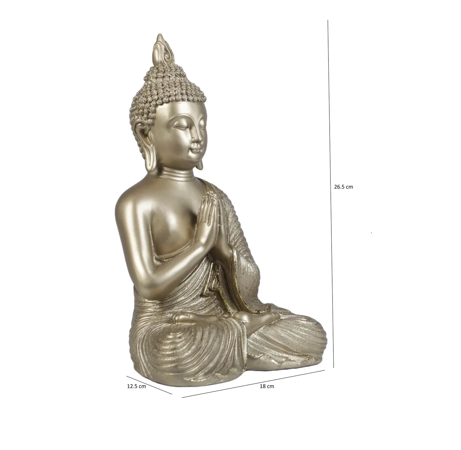 Diverse Expression Aesthetic & Calming Praying Buddha Idol 27cm in Gold - HomeTown