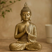 Diverse Expression Aesthetic & Calming Praying Buddha Idol 27cm in Gold - HomeTown