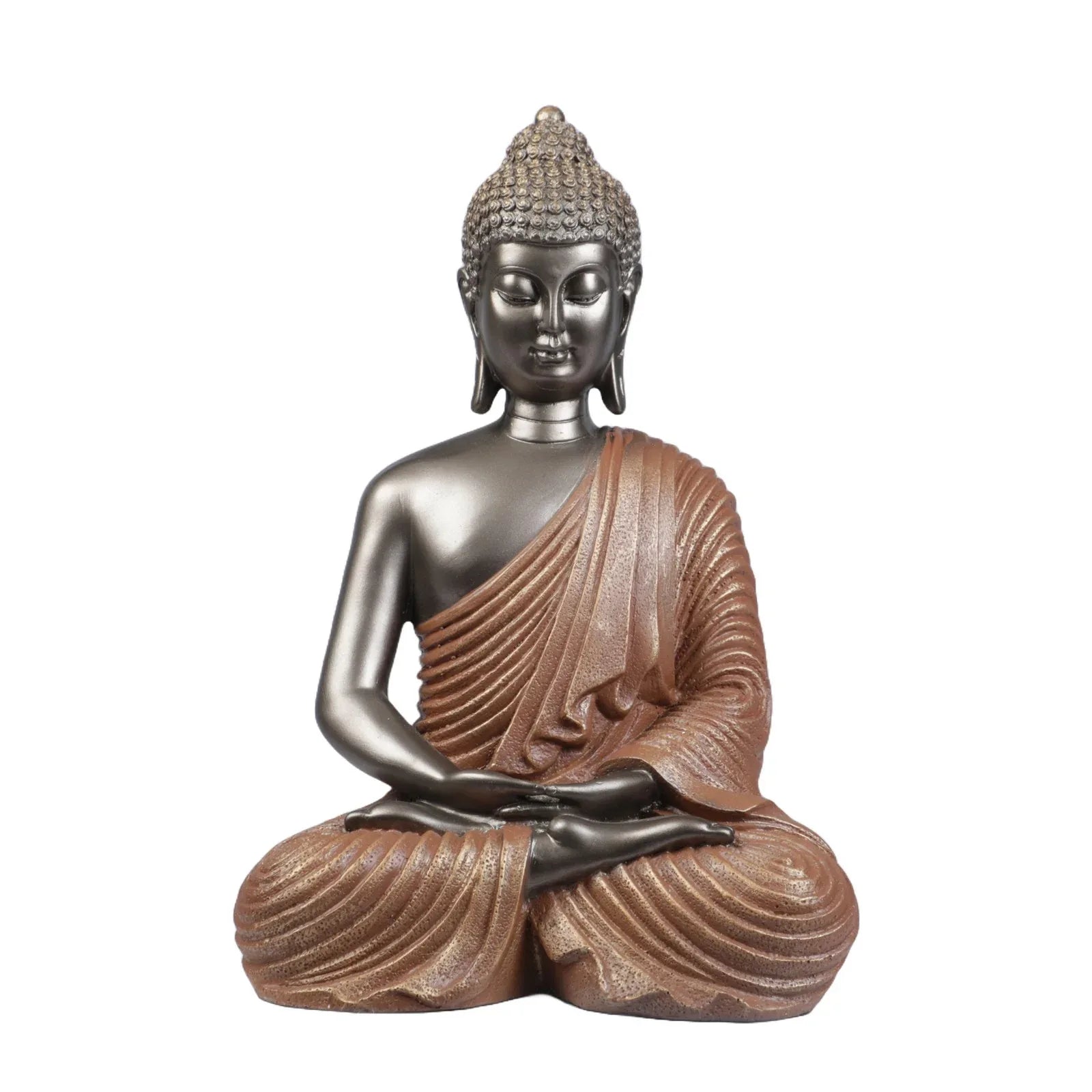 Diverse Expression Tranquil Zen Buddha Idol 28cm in Bronze Orange - HomeTown