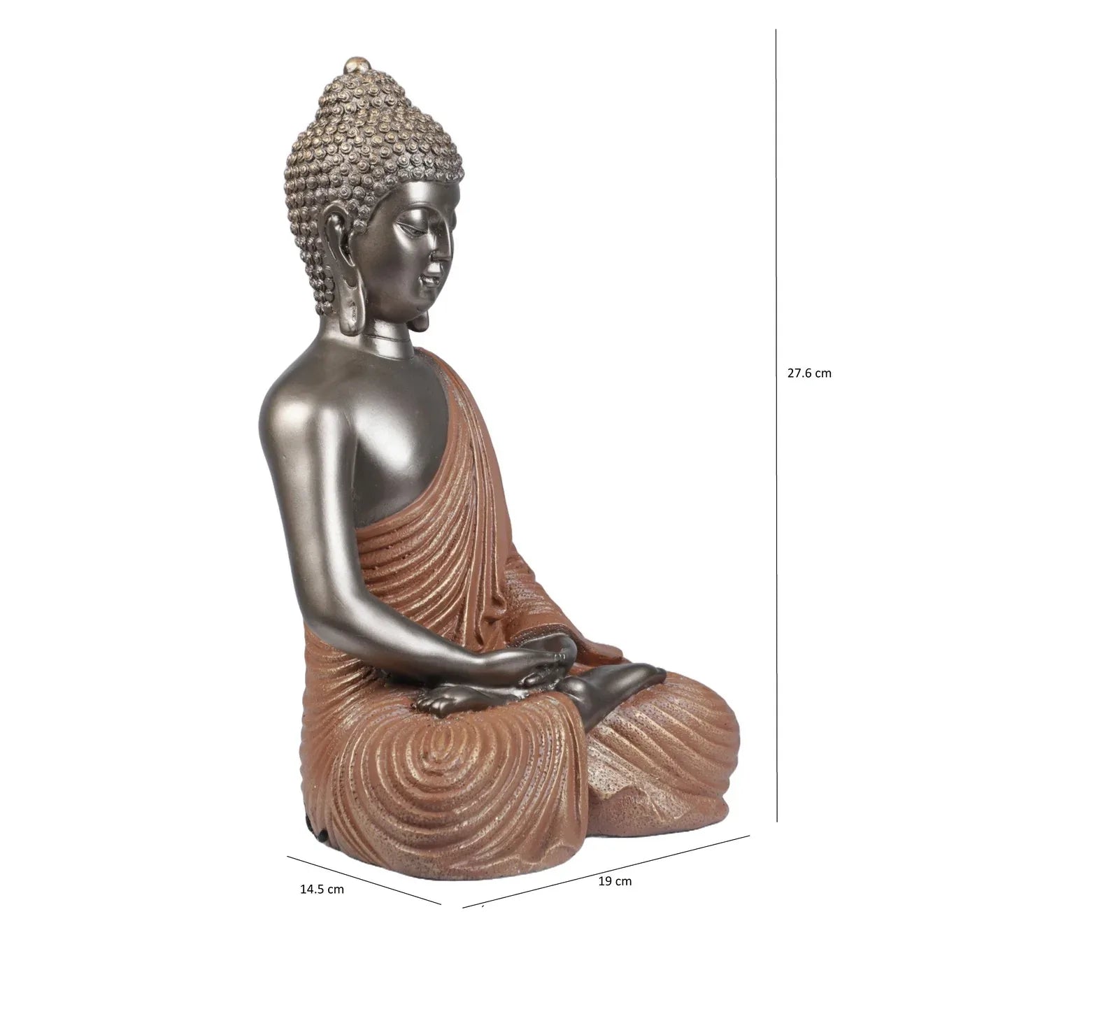 Diverse Expression Tranquil Zen Buddha Idol 28cm in Bronze Orange - HomeTown