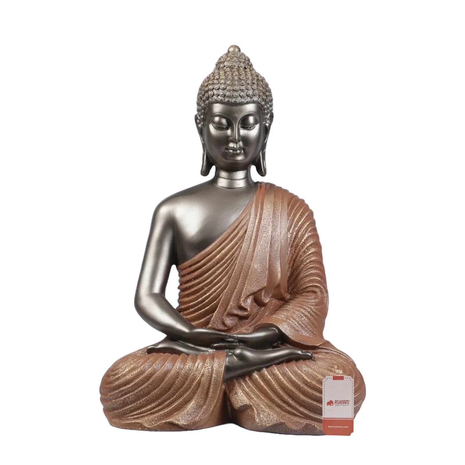 Diverse Expression Tranquil Zen Buddha Idol 28cm in Bronze Orange - HomeTown
