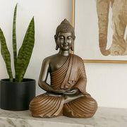 Diverse Expression Tranquil Zen Buddha Idol 28cm in Bronze Orange - HomeTown