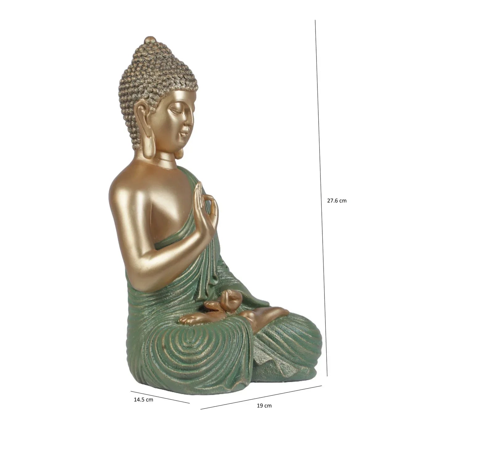 Diverse Expression Tranquil Blessing Buddha Idol 28cm in Green Gold - HomeTown