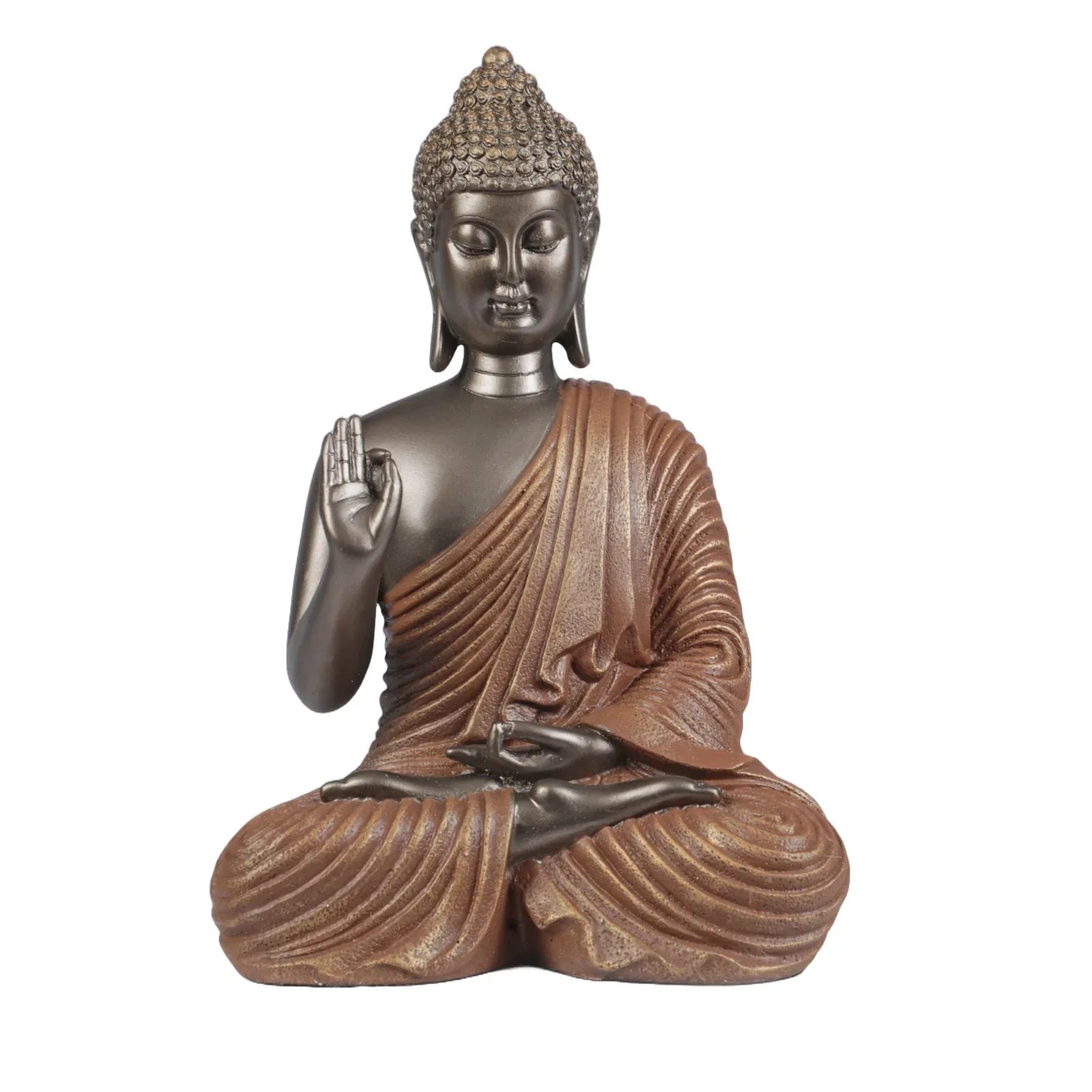 Diverse Expression Tranquil Blessing Buddha Idol 28cm in Bronze Orange - HomeTown