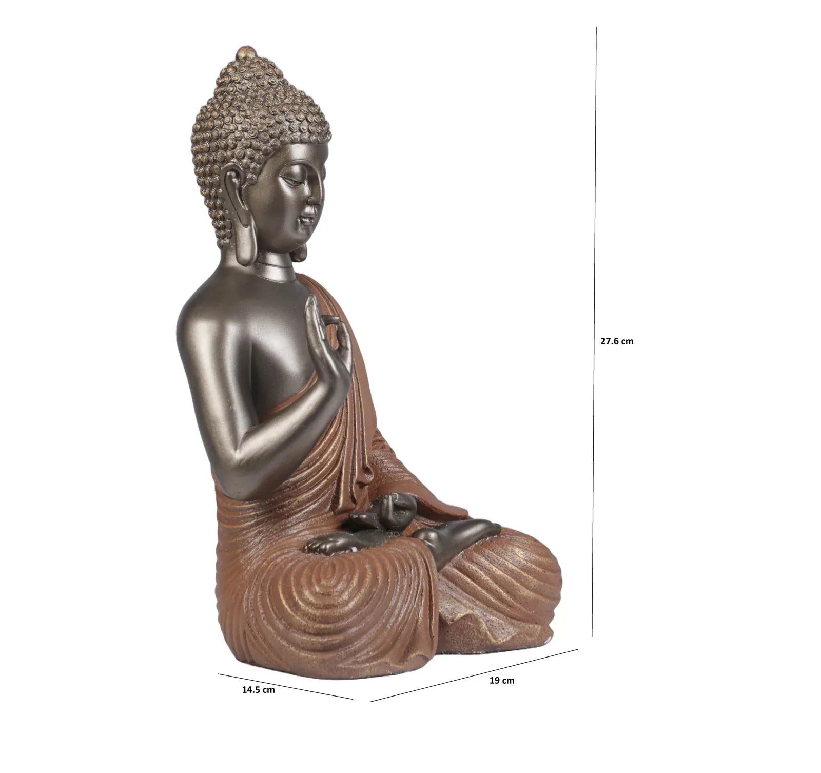 Diverse Expression Tranquil Blessing Buddha Idol 28cm in Bronze Orange - HomeTown