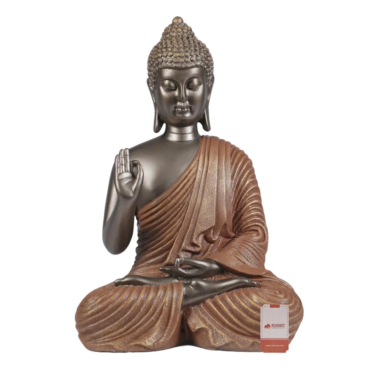 Diverse Expression Tranquil Blessing Buddha Idol 28cm in Bronze Orange - HomeTown