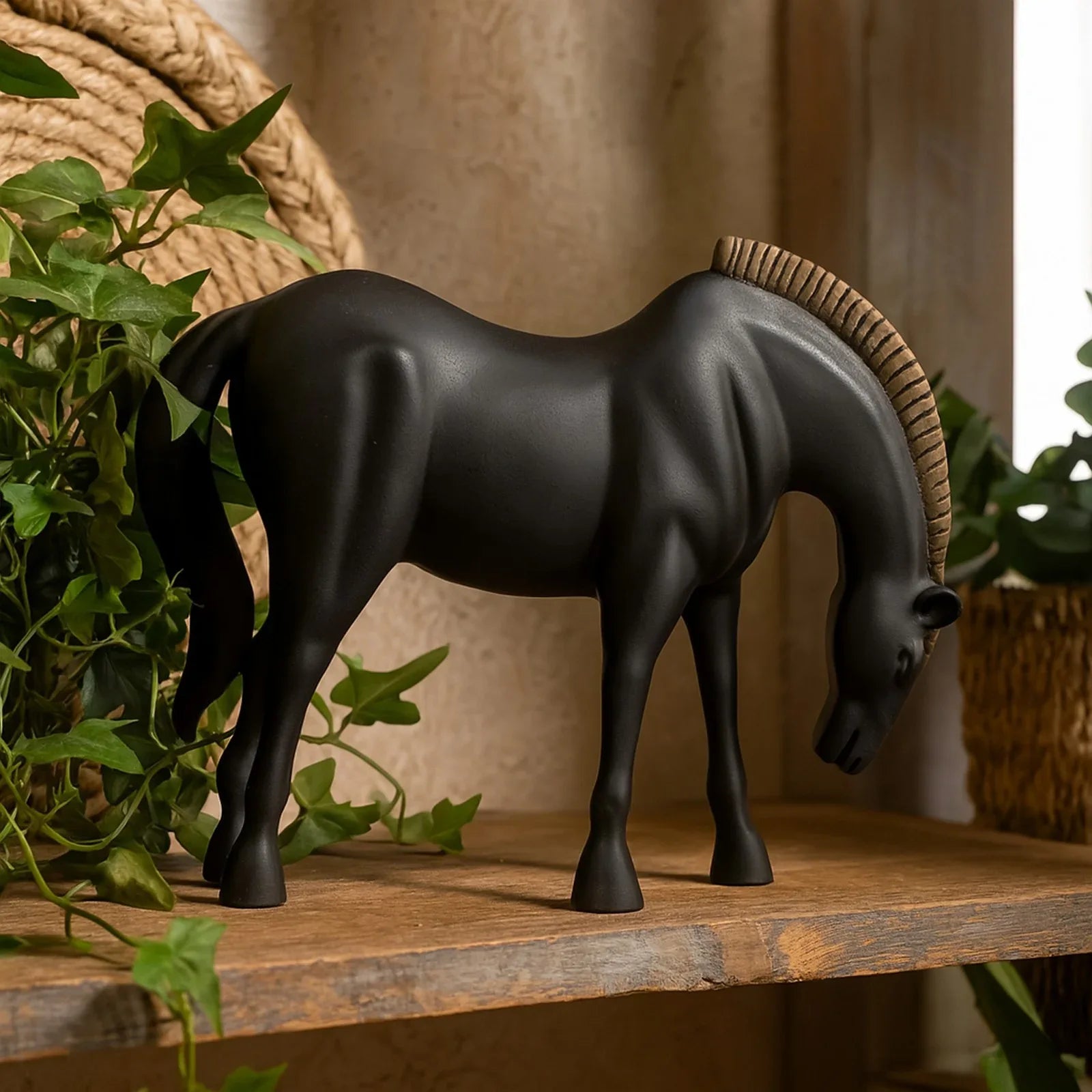 Calista Modern Horse Figurine 25cm in Black Gold - HomeTown
