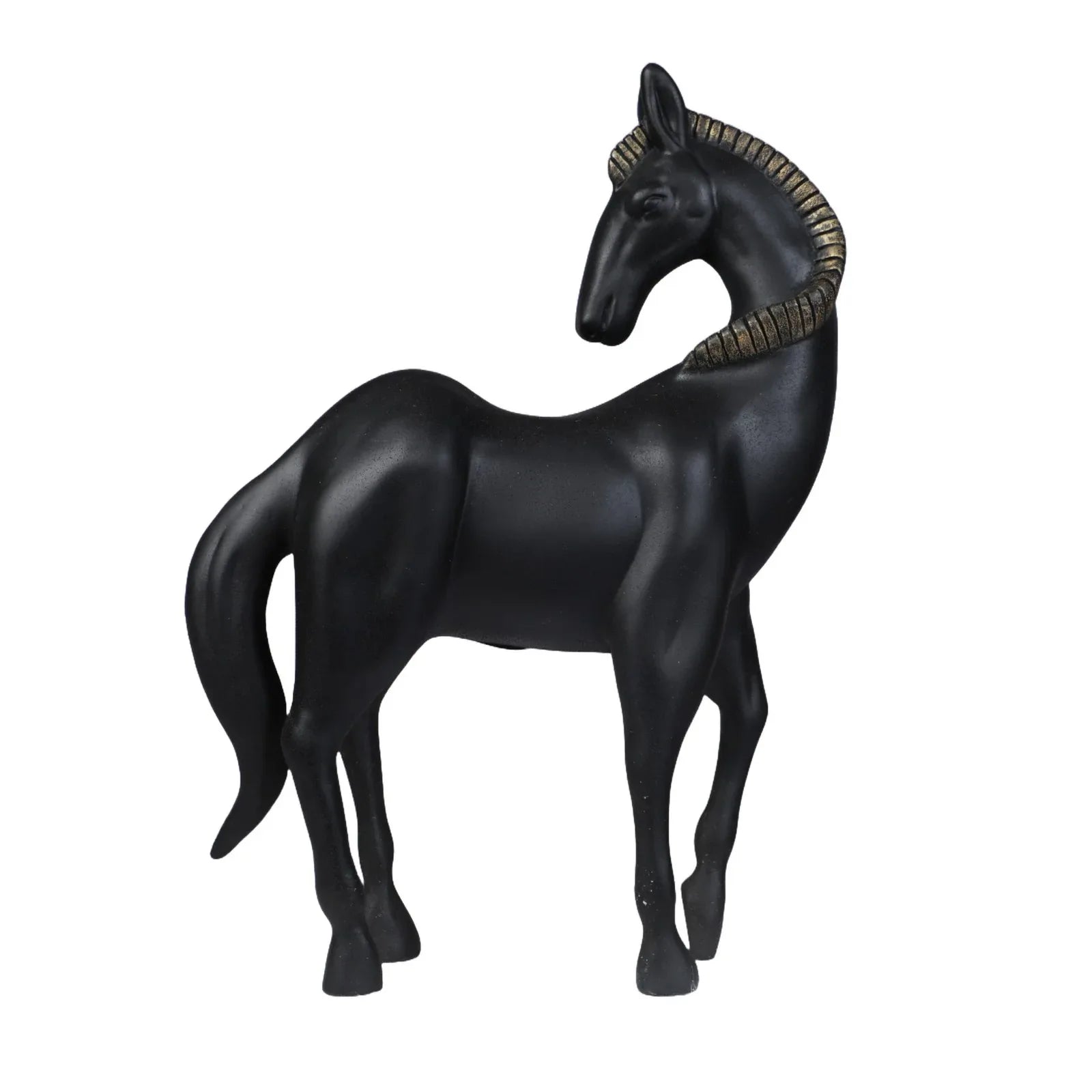 Calista Stylish Horse Figurine 32cm in Black Gold - HomeTown