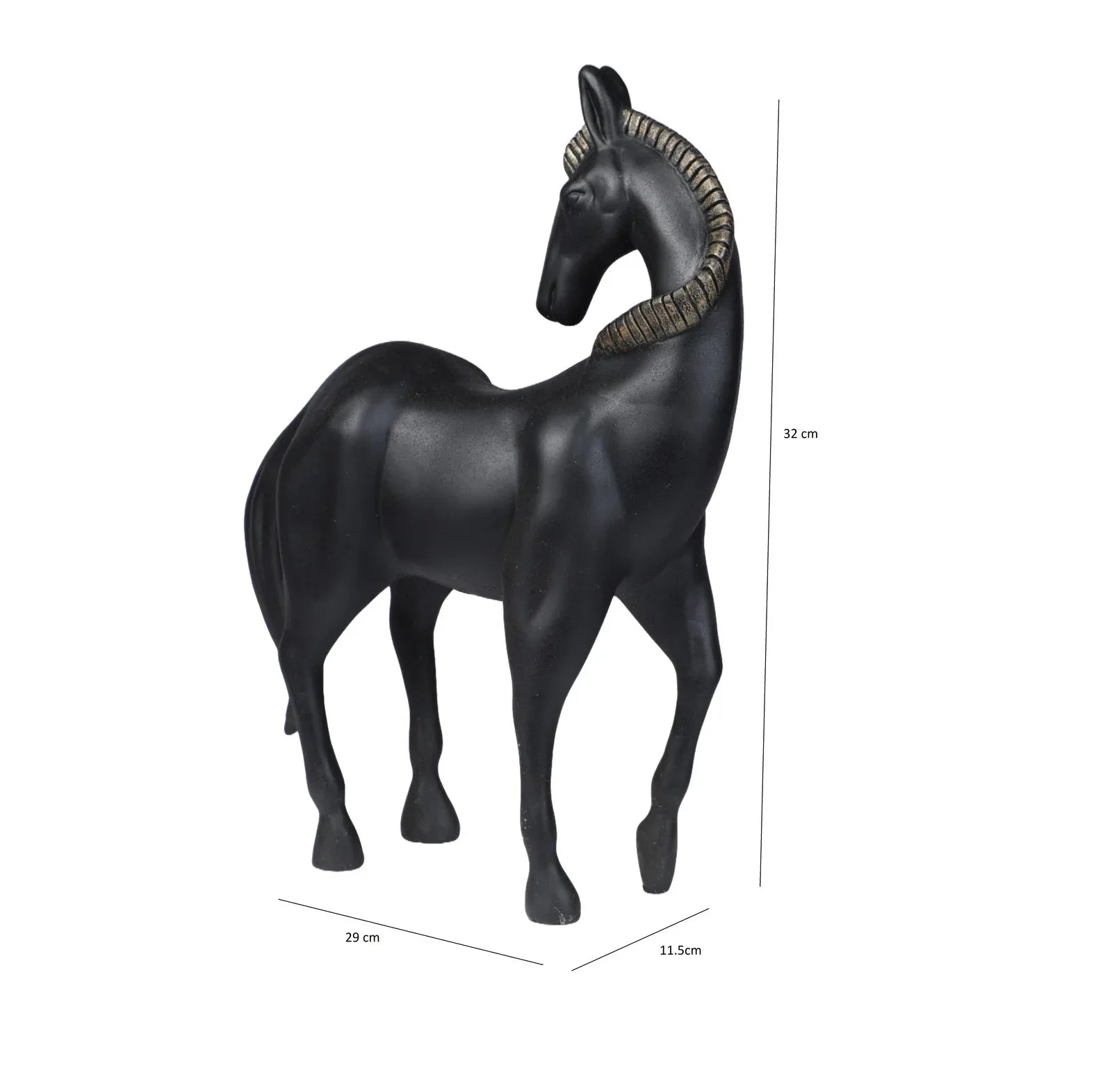 Calista Stylish Horse Figurine 32cm in Black Gold - HomeTown