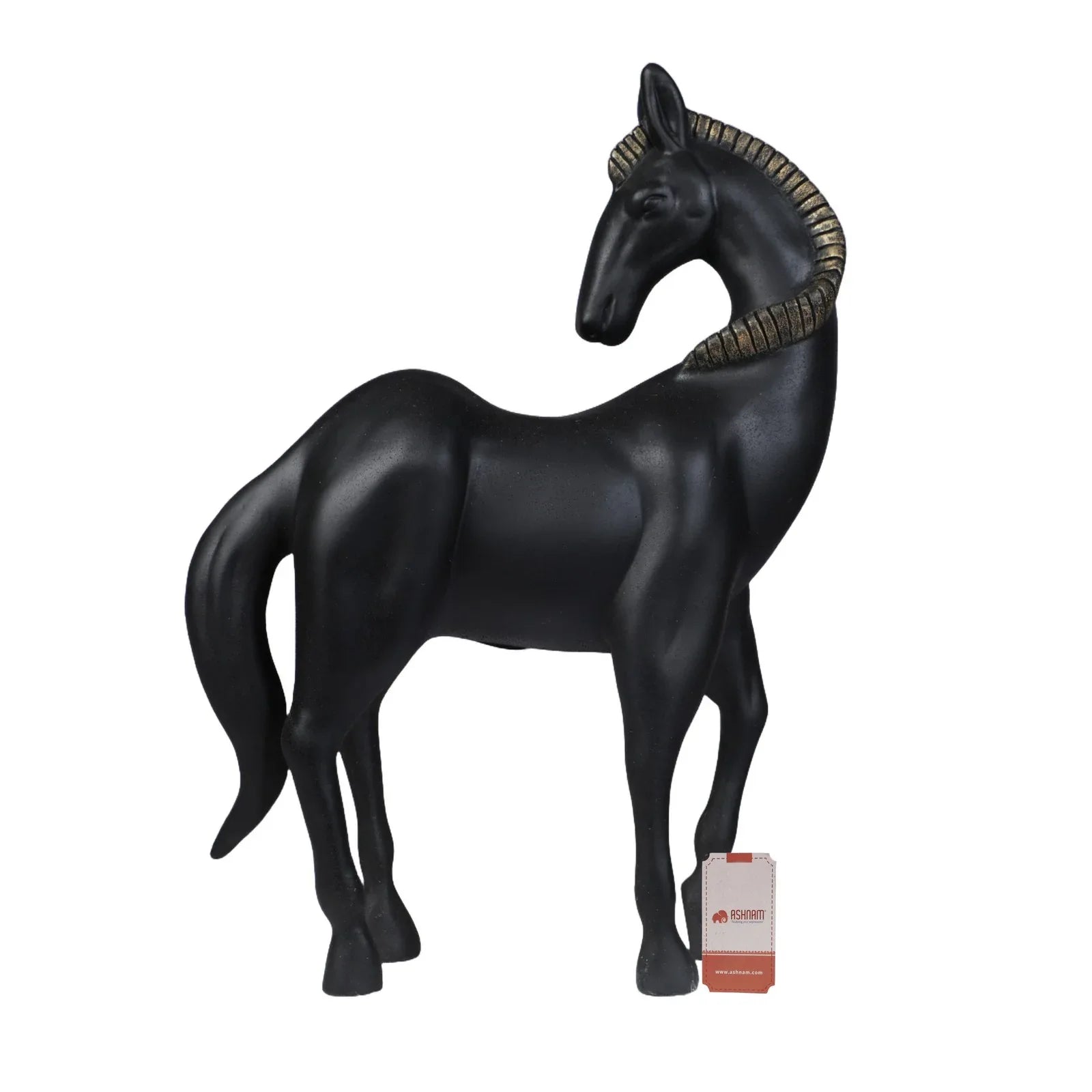 Calista Stylish Horse Figurine 32cm in Black Gold - HomeTown