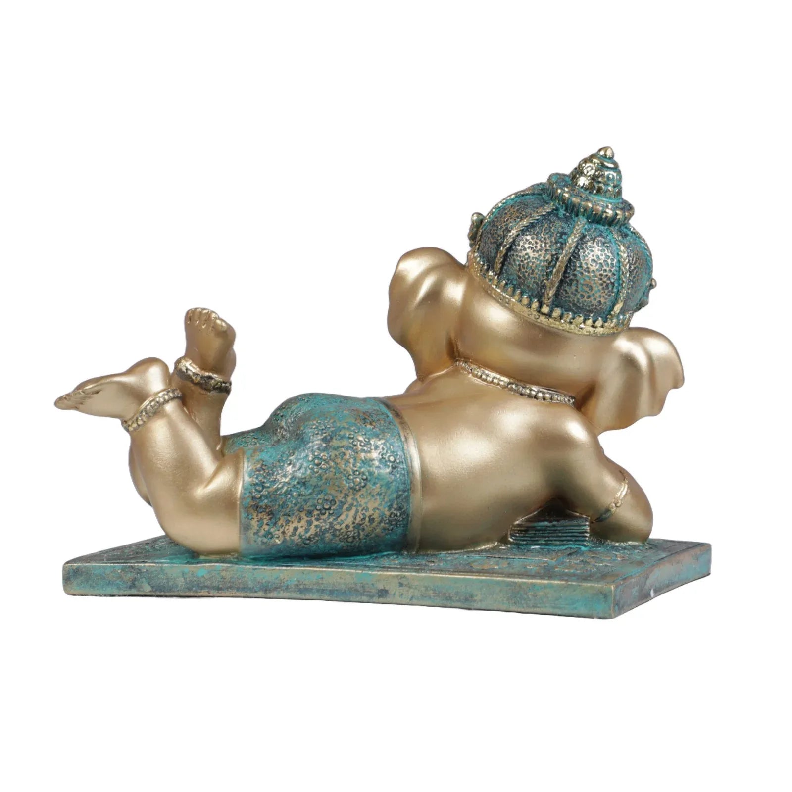 Diverse Expression Reading Ganesha Idol With Tlight 28cm in Grey Gold - HomeTown