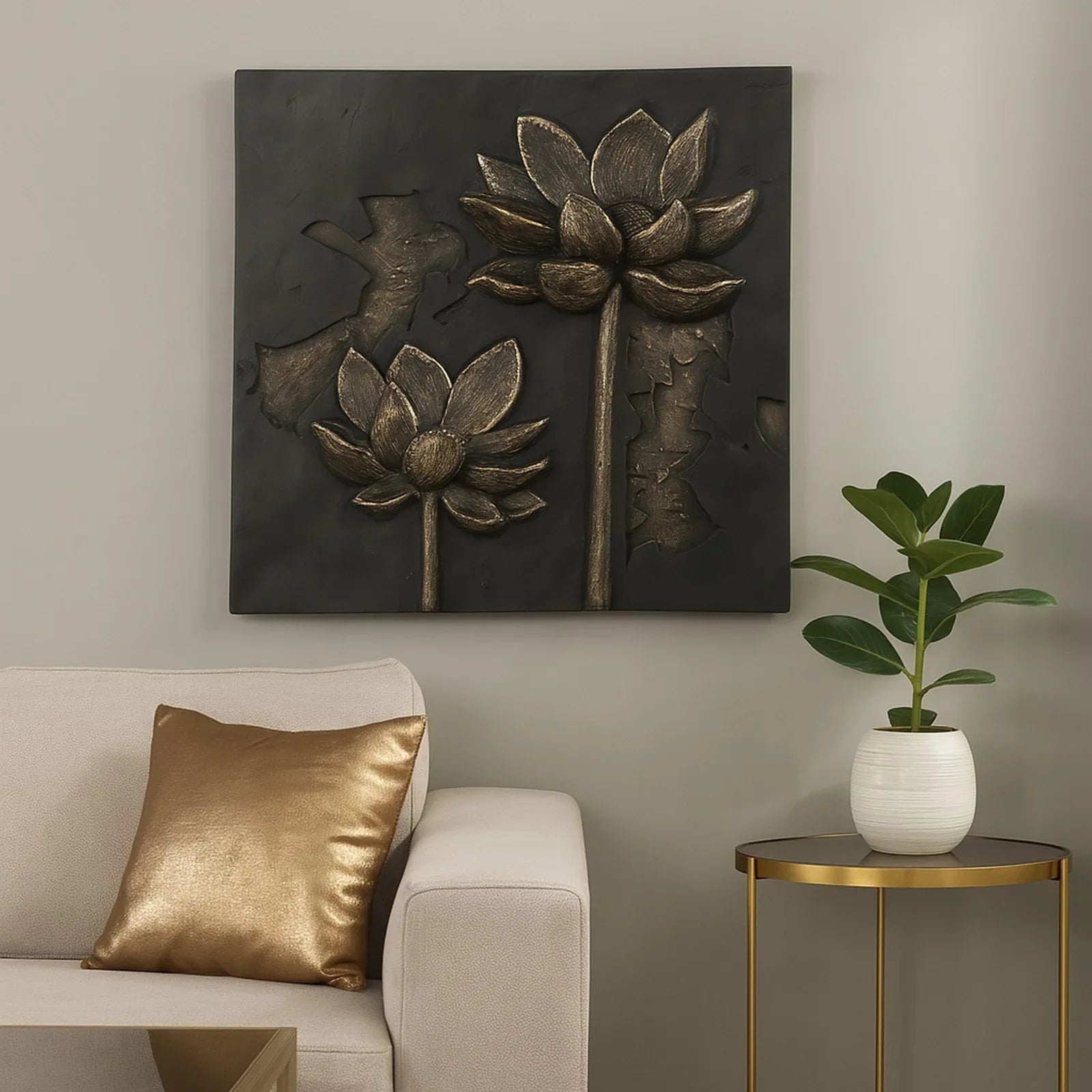 Calista Versatile Flower Wall Accent 53cm in Black Gold - HomeTown