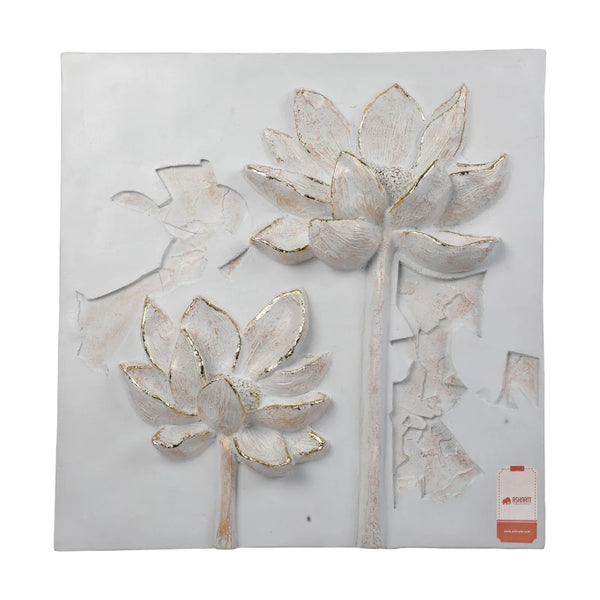 Calista Versatile Flower Wall Accent 53cm in White Gold dimensions