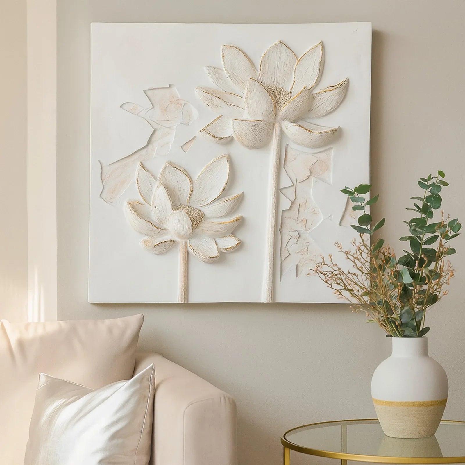 Calista Versatile Flower Wall Accent 53cm in White Gold - HomeTown