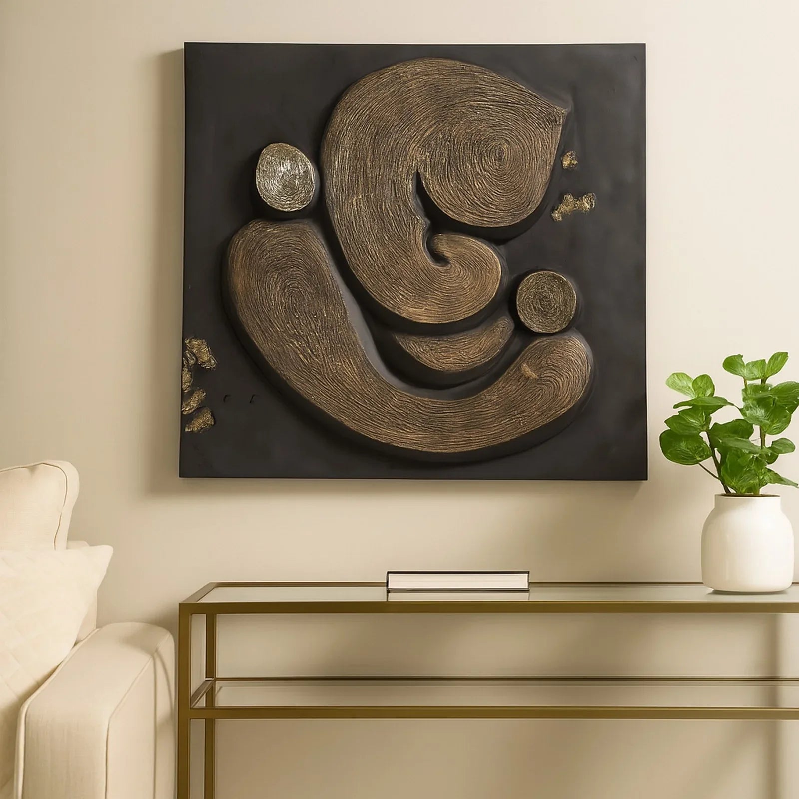 Calista Versatile Ganesha Wall Accent 53cm in Black Gold - HomeTown