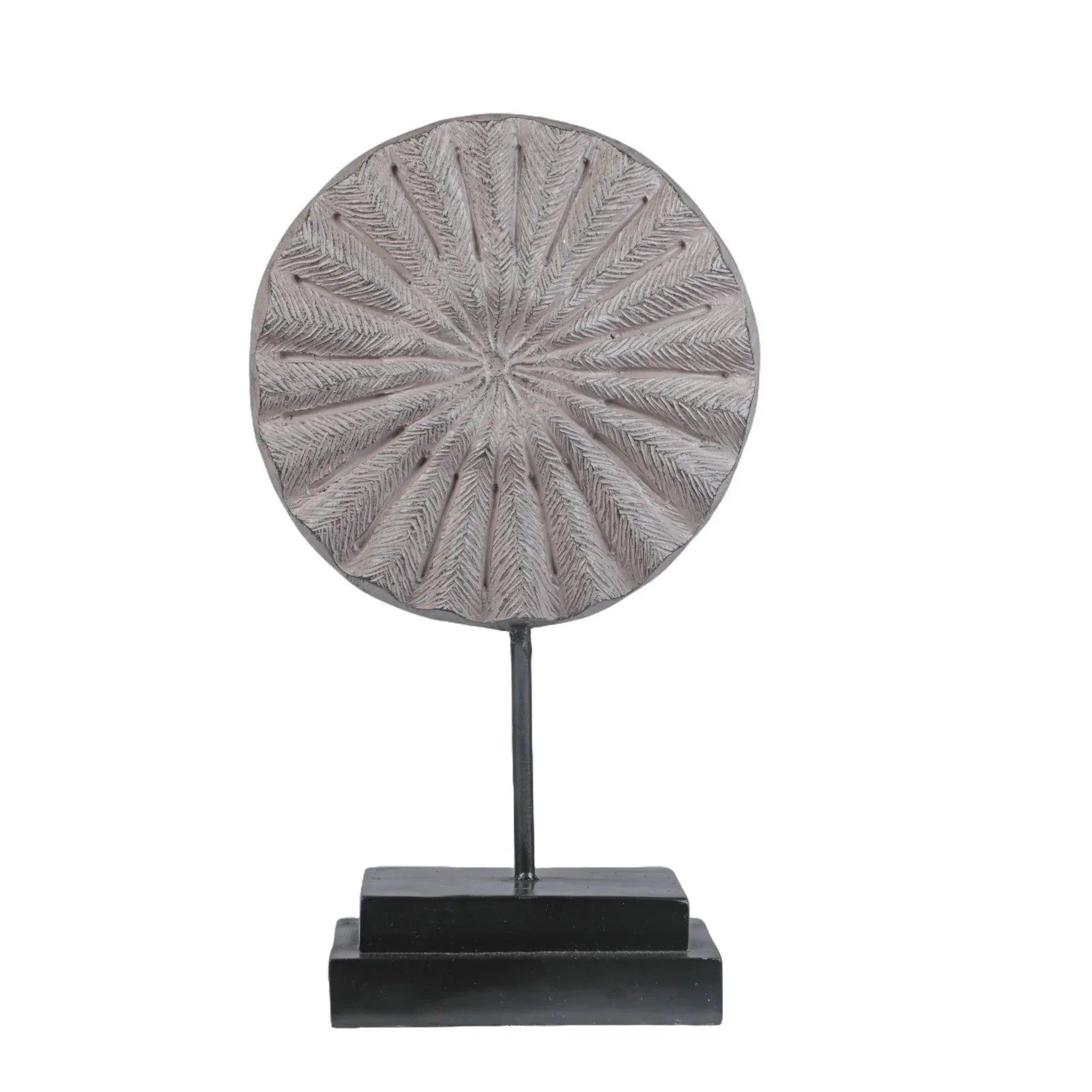 Calista Table Accent Small Disc Sculpture on Stand 35cm in Rustic Iron - HomeTown