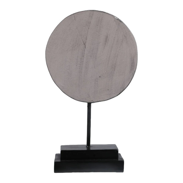 Calista Table Accent Small Disc Sculpture on Stand 35cm in Rustic Iron dimensions