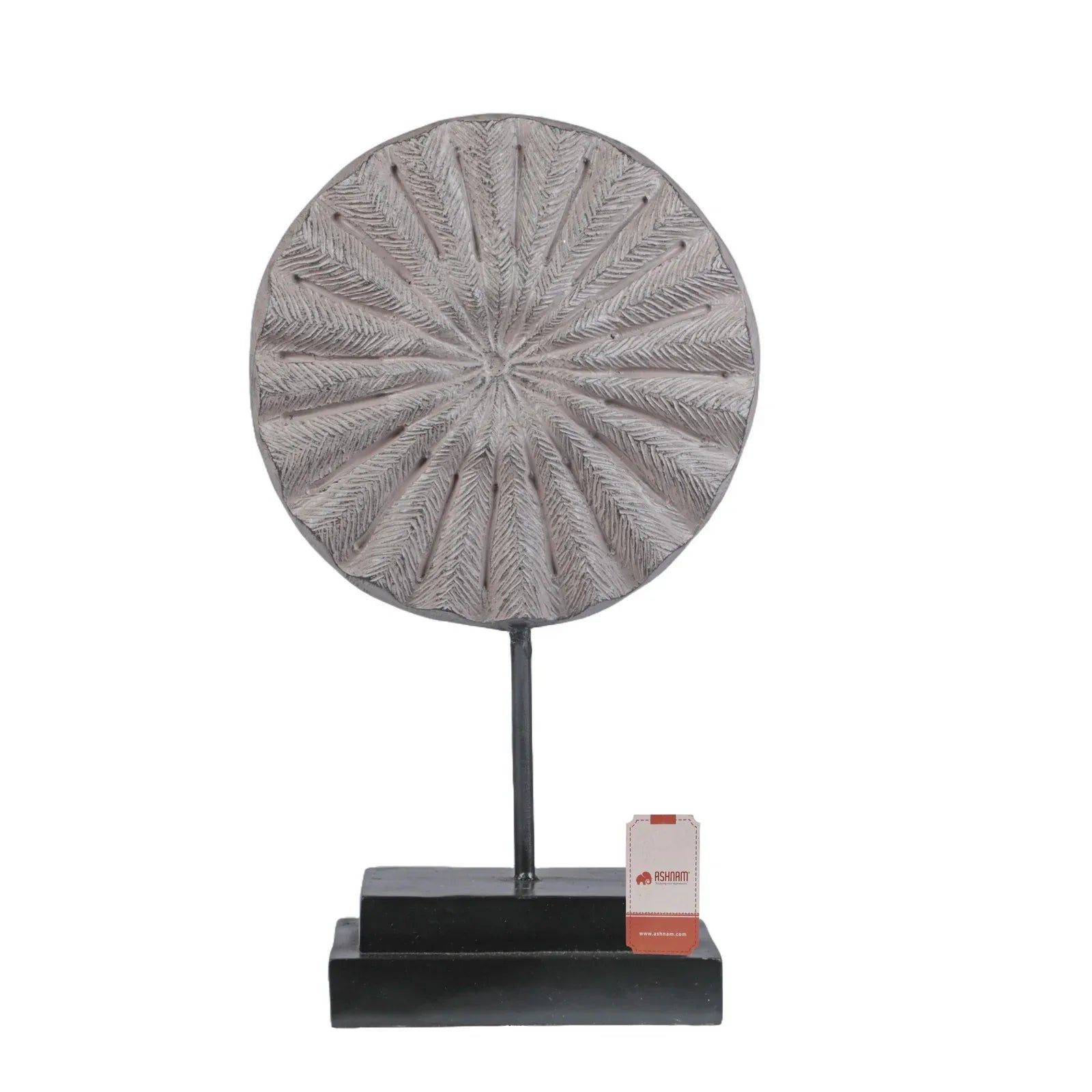 Calista Table Accent Small Disc Sculpture on Stand 35cm in Rustic Iron - HomeTown