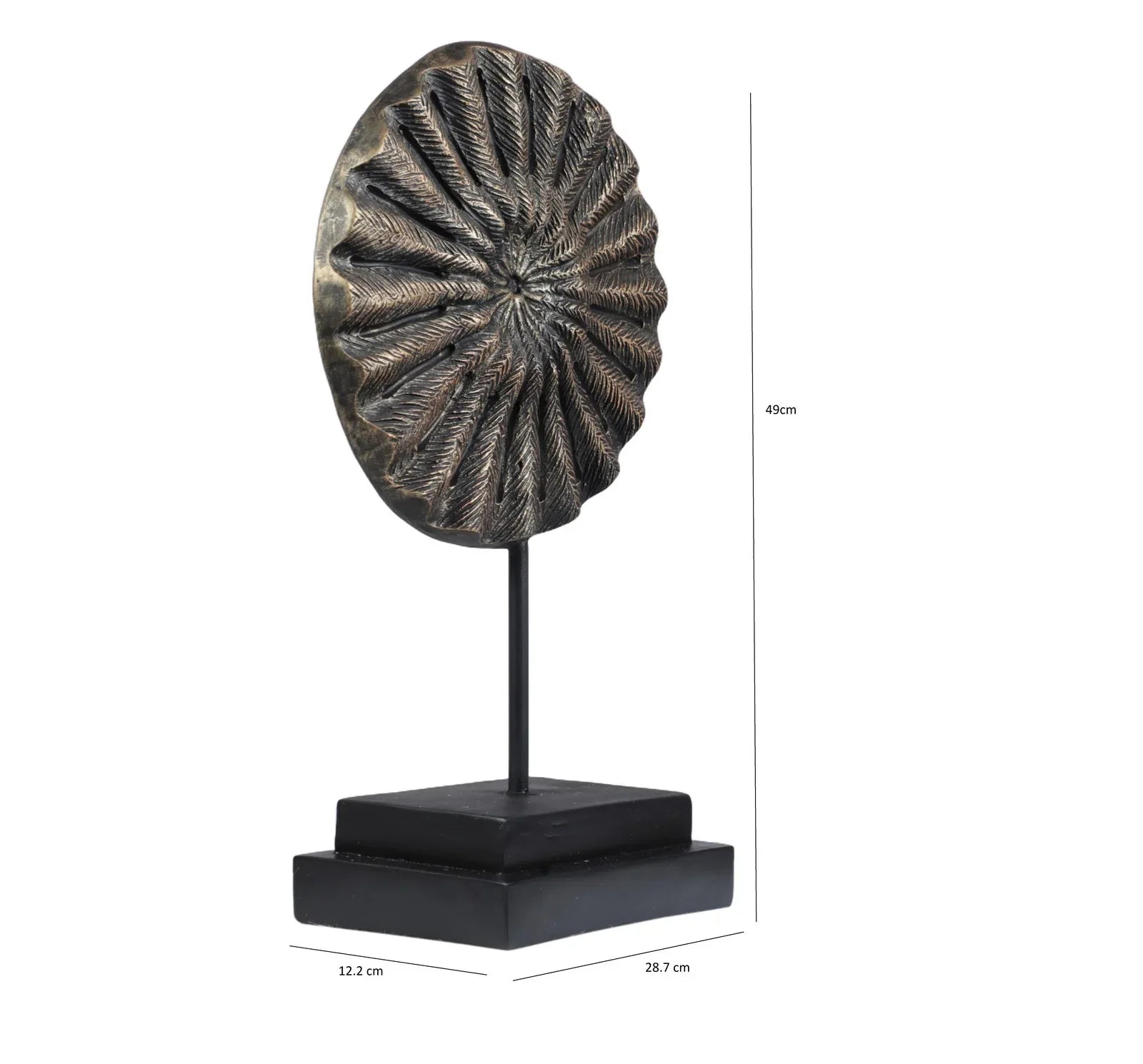 Calista Table Accent Small Disc Sculpture on Stand 35cm in Black Gold - HomeTown