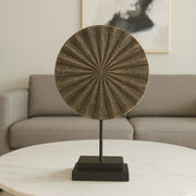 Calista Table Accent Small Disc Sculpture on Stand 35cm in Black Gold - HomeTown