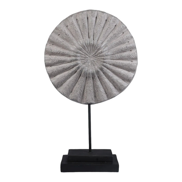 Calista Table Accent Big Disc Sculpture on Stand 49cm in Rustic Iron dimensions