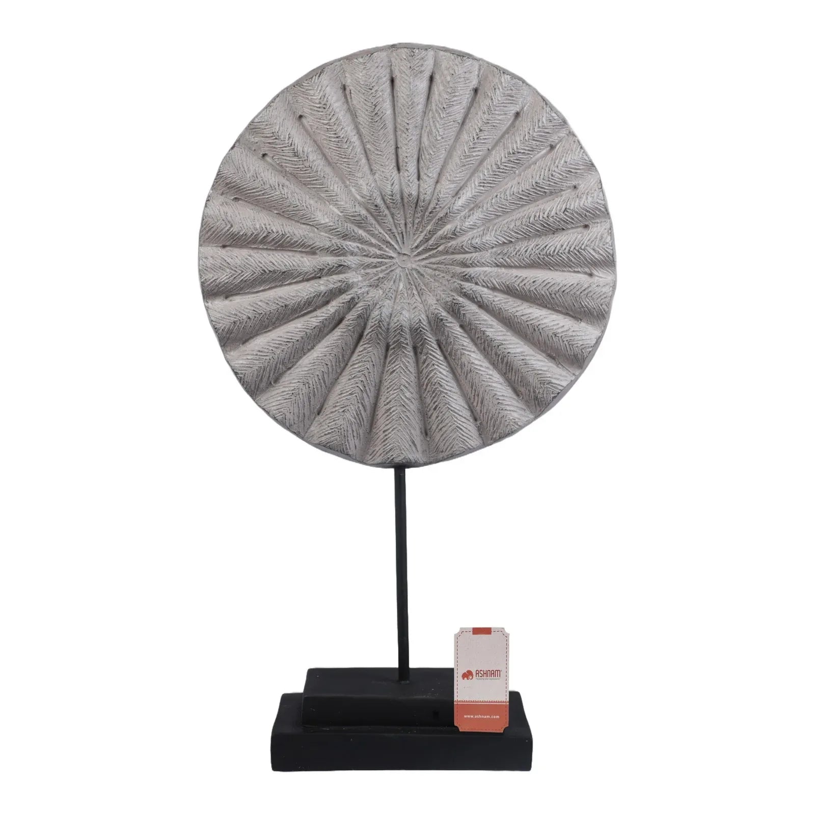 Calista Table Accent Big Disc Sculpture on Stand 49cm in Rustic Iron - HomeTown