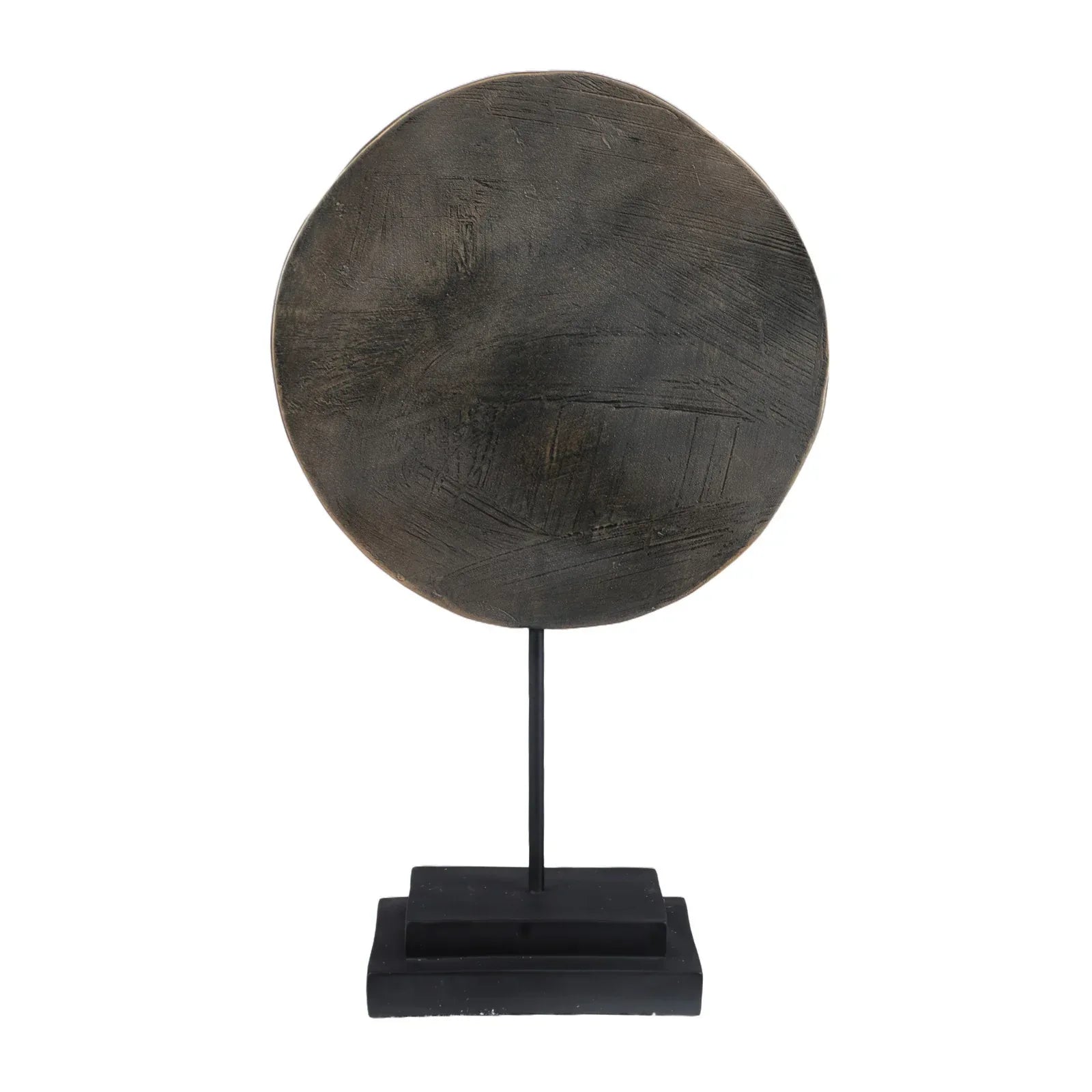 Calista Table Accent Big Disc Sculpture on Stand 49cm in Black Gold - HomeTown