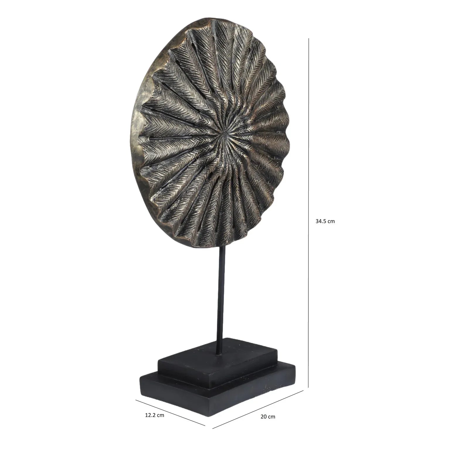 Calista Table Accent Big Disc Sculpture on Stand 49cm in Black Gold - HomeTown
