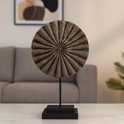 Calista Table Accent Big Disc Sculpture on Stand 49cm in Black Gold - HomeTown