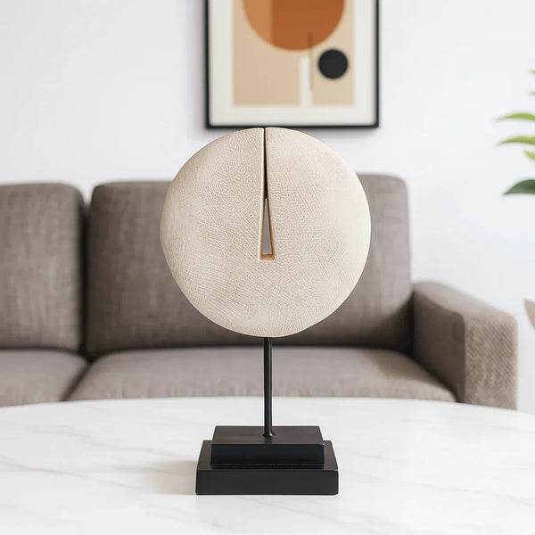 Calista Table Accent Big Modern Abstract Showpiece on Stand 49cm in Beige Gold dimensions